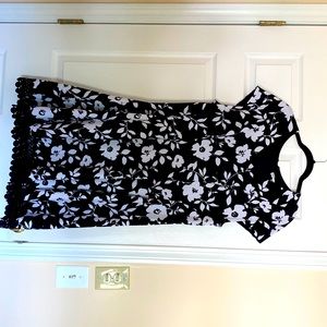 Dress. Black with white flowers.   Size 16